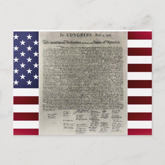 American Flag Declaration Independence Postcard (Front)