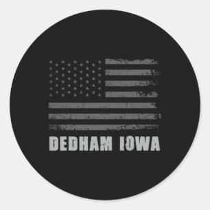 American Flag Dedham, Iowa Usa Patriotic Souvenir Classic Round Sticker