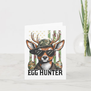 American Flag Deer And Camo Cap Egg Hunter Retro E Card