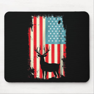 American Flag Deer Elk Hunting Us Patriotic Hunter Mouse Pad