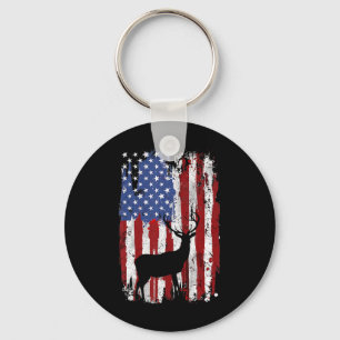 American Flag Deer Hunters Deer On American Flag  Key Ring