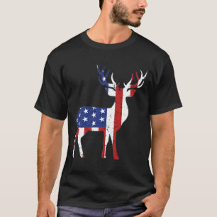 American Flag Deer Hunting-Distressed Usa T-Shirt