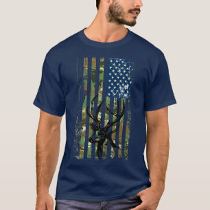 American Flag Deer Hunting Hunter T-Shirt