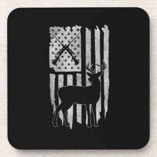 American Flag Deer Hunting Patriotic Hunter Men Wo Coaster