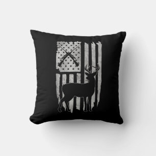 American Flag Deer Hunting Patriotic Hunter Men Wo Cushion