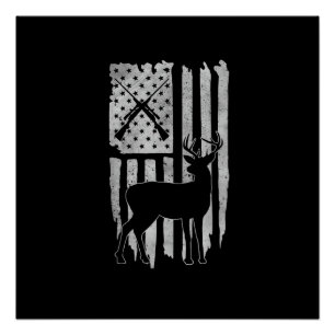 American Flag Deer Hunting Patriotic Hunter Men Wo Poster