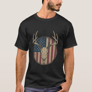 American Flag Deer Hunting Tshirt Whitetail Buck H