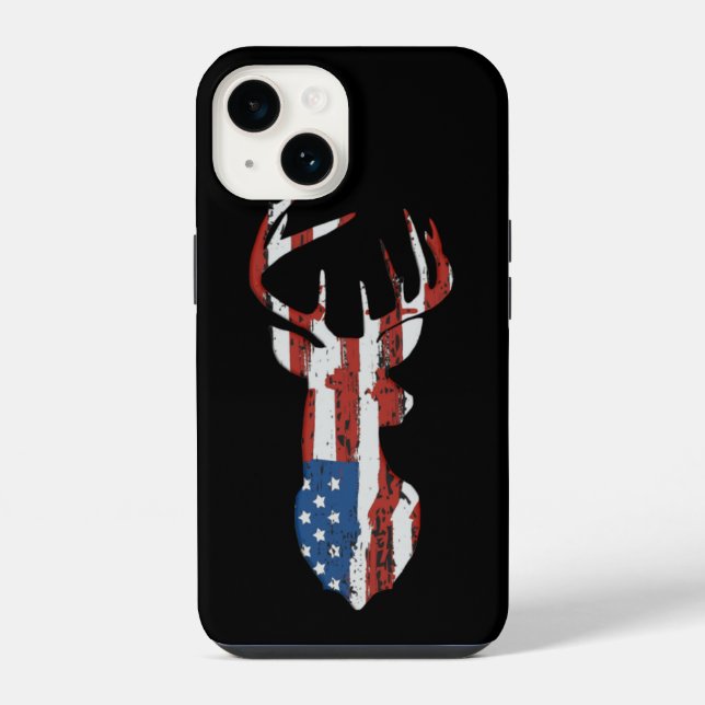 American Flag Deer  iPhone Case (Back)