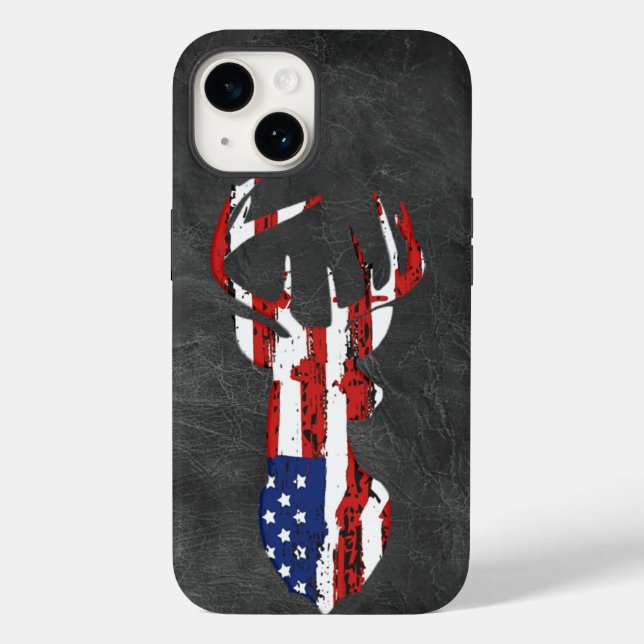 American Flag Deer on Leather   Case-Mate iPhone Case (Back)