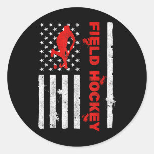 American Flag Defender Goalkeeper Scoring Field Ho Classic Round Sticker