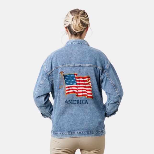 American Flag Denim Jacket (Model)