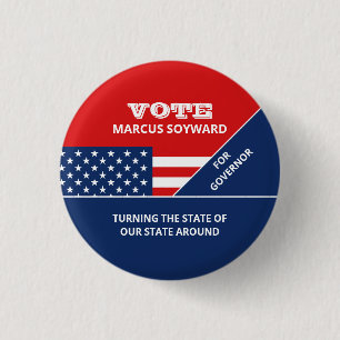 American Flag Design, Political Campaign Advert 3 Cm Round Badge