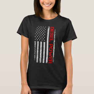 American Flag Diesel Powered Mechanic Vintage Truc T-Shirt