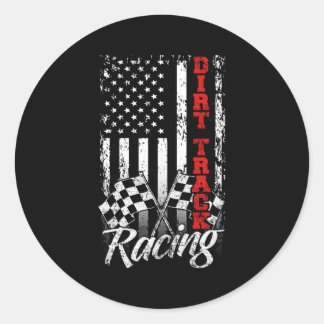 American Flag Dirt Track Racing Car Bike Driver Ra Classic Round Sticker