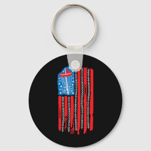 American Flag Disc Golf Basket Chain 4th Of July M Key Ring