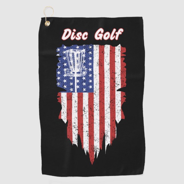 American Flag  Disc Golf Basket Golf Towel (Front)