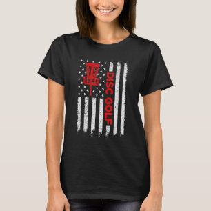 American Flag Disc Golf Basket Vintage Disc Golfer T-Shirt