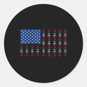American Flag Disc Golf Player Men Women Fourth Of Classic Round Sticker