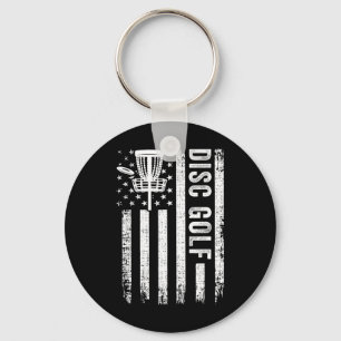 American Flag Disc Golf Players Flying Disc Golfer Key Ring