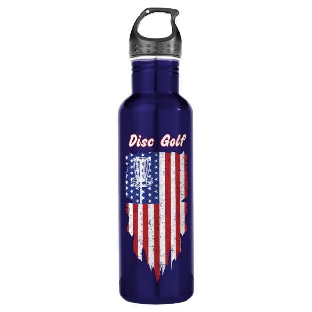 American Flag Disc Golf Water Bottle (Front)