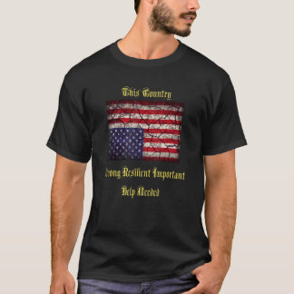 American Flag Distress Upside Down Patriot Pavemen T-Shirt