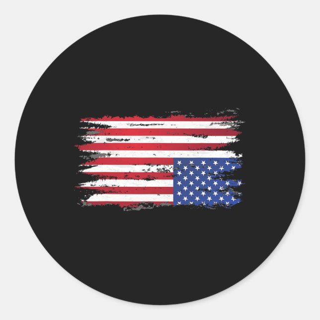 American Flag Distress Upside Down Patriotic Usa 4 Classic Round Sticker (Front)