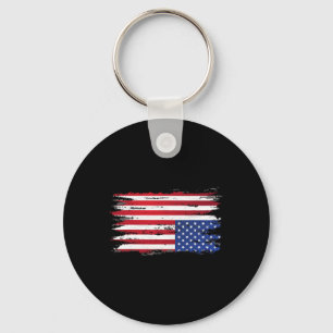 American Flag Distress Upside Down Patriotic Usa 4 Key Ring