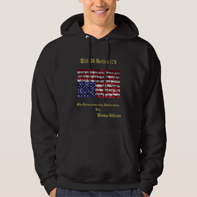 American Flag Distress Upside Down Rocks Hoodie (Front)