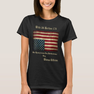 American Flag Distress Upside Down Thomas Jefferso T-Shirt