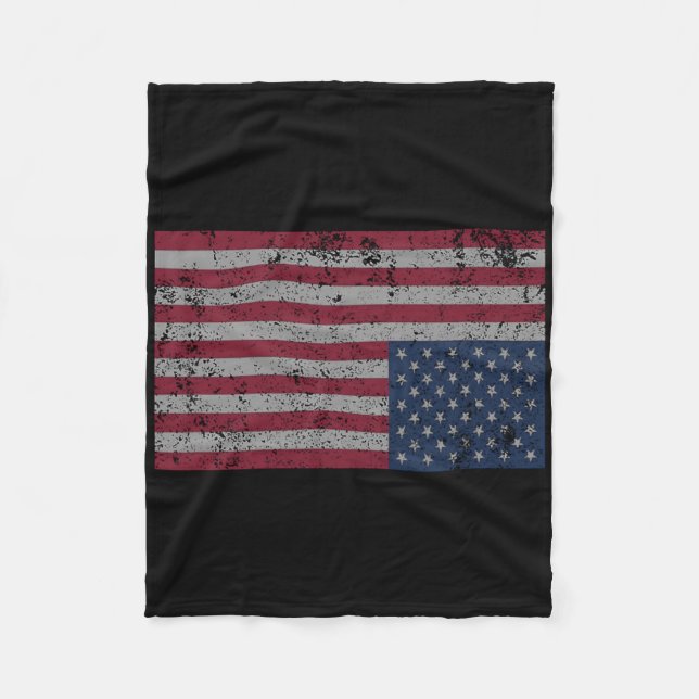 American Flag Distress Upside Down United States U Fleece Blanket (Front)
