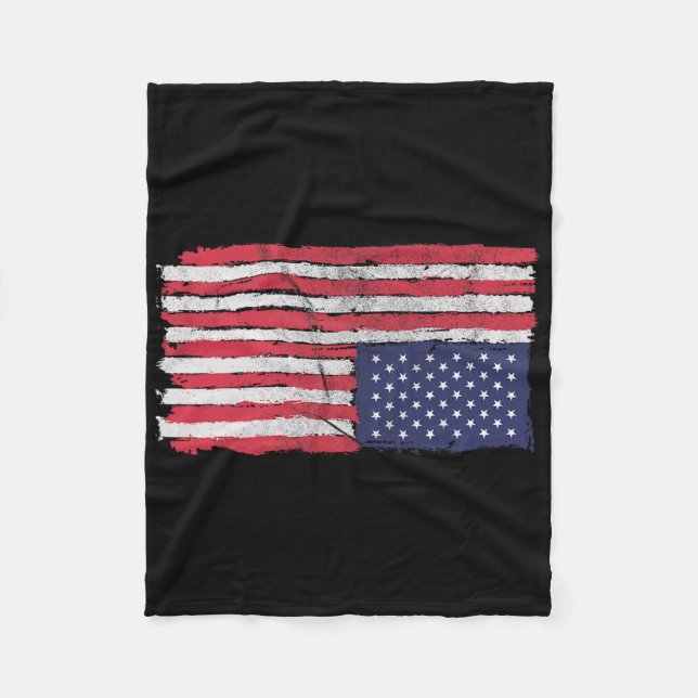 American Flag Distress Upside Down United States U Fleece Blanket (Front)