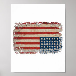 American Flag Distress Upside Down United States U Poster