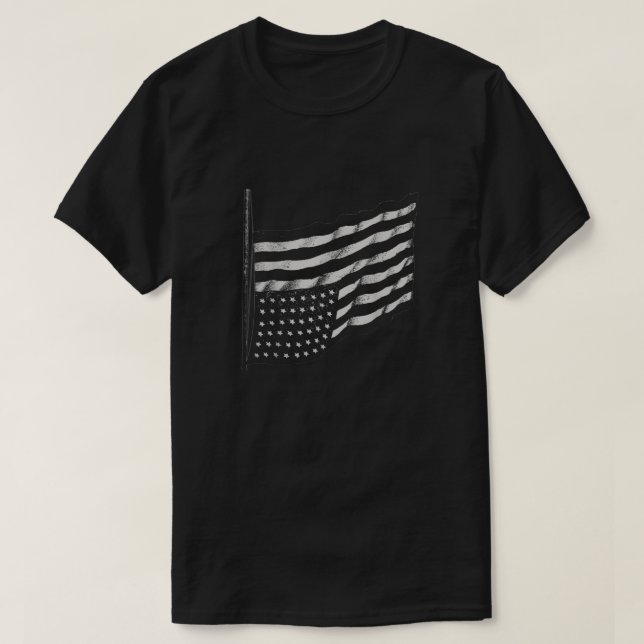 American Flag Distress Upside Down United States U T-Shirt (Design Front)