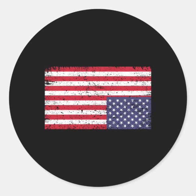 American Flag Distressd Upside Down United States  Classic Round Sticker (Front)