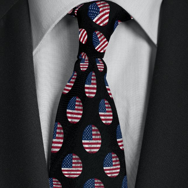 American Flag Distressed Circle Pattern Tie (Creator Uploaded)
