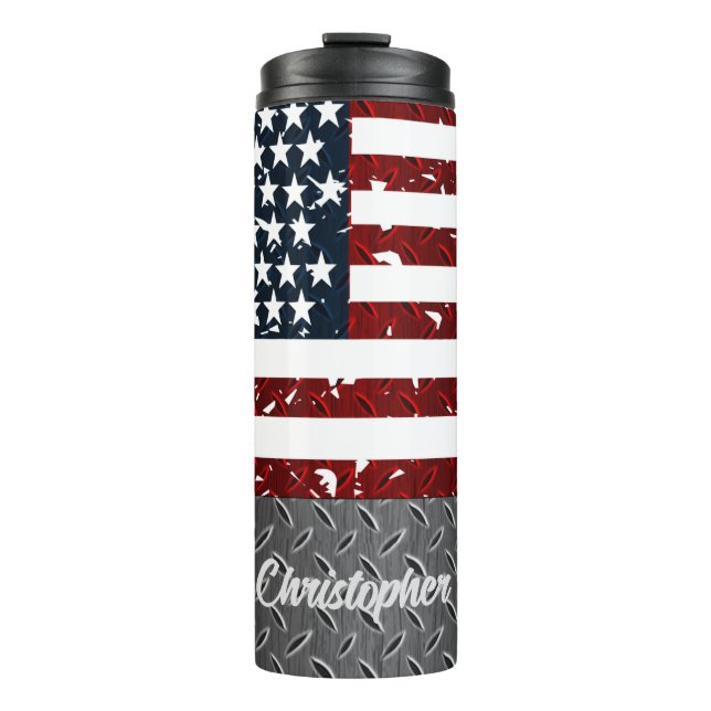 American Flag Distressed Thermal Tumbler (Front)
