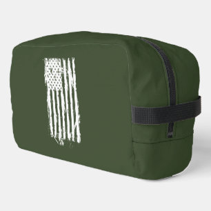 American Flag Distressed White Dopp Kit