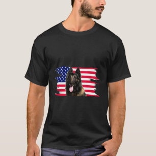 American Flag Dog Belgian Tervuren T-Shirt