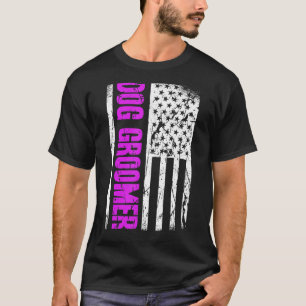 American Flag Dog Groomer T-Shirt