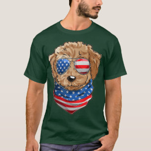 American Flag Dog Patriotic Funny Poodle  T-Shirt