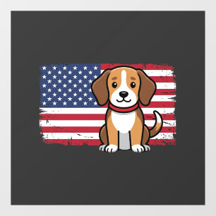American Flag Dog Patriotic Vector