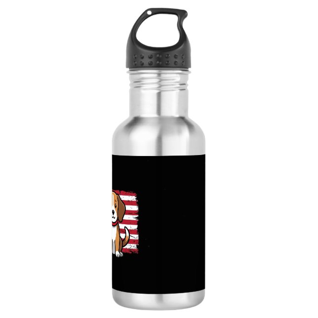American Flag Dog Patriotic Vector 532 Ml Water Bottle (Front)