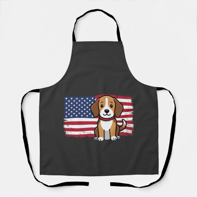 American Flag Dog Patriotic Vector Apron (Front)