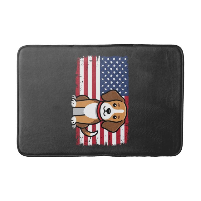American Flag Dog Patriotic Vector Bath Mat (Front)