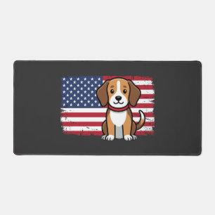 American Flag Dog Patriotic Vector Desk Mat