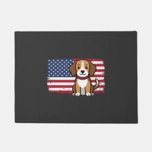 American Flag Dog Patriotic Vector Doormat