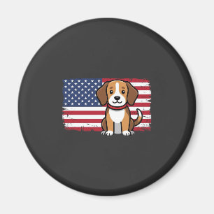 American Flag Dog Patriotic Vector Magnet