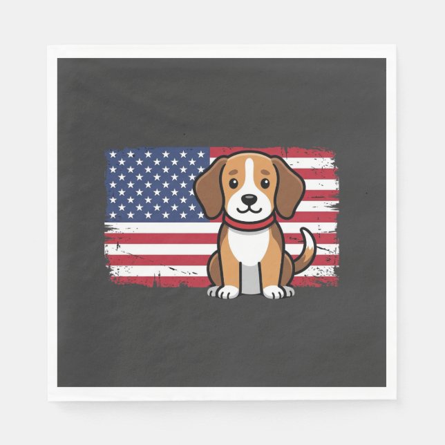American Flag Dog Patriotic Vector Napkin (Front)