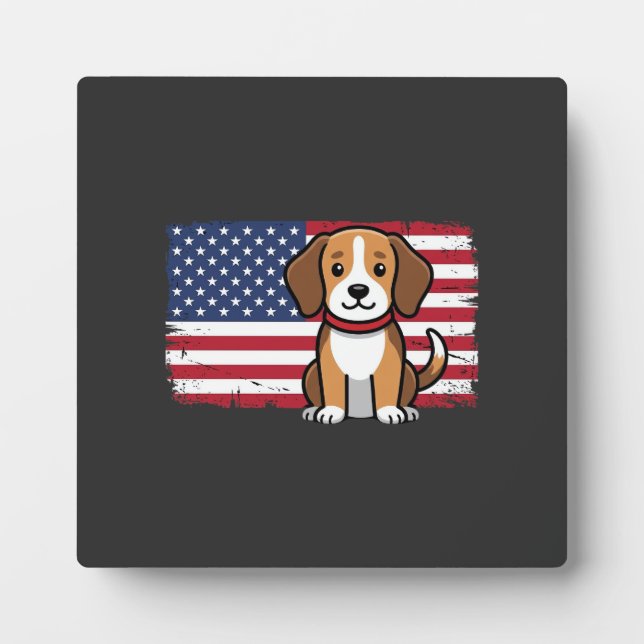 American Flag Dog Patriotic Vector Plaque (Front)