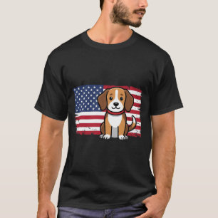 American Flag Dog Patriotic Vector T-Shirt